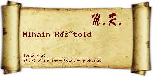 Mihain Rátold névjegykártya